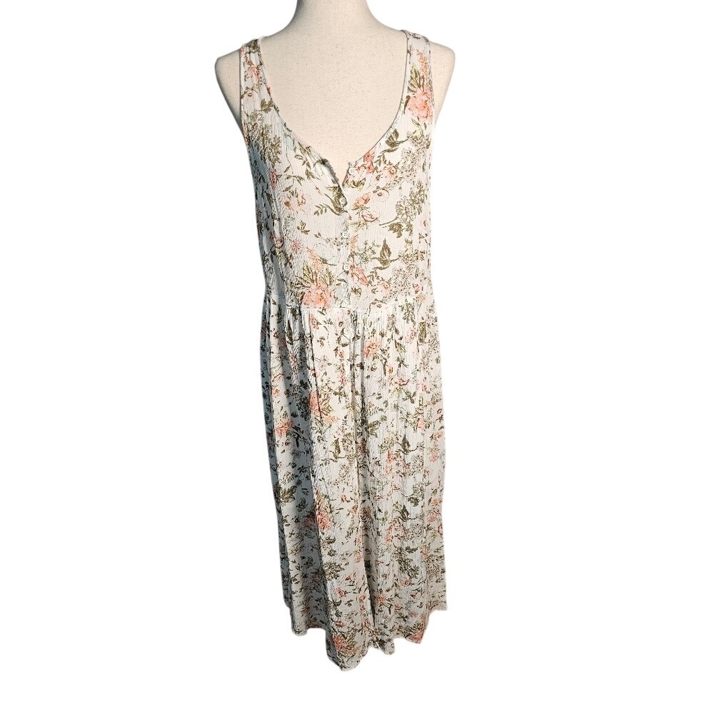 Frye White Floral Sleeveless Tank Midi Dress Size Large - Picture 3 of 11